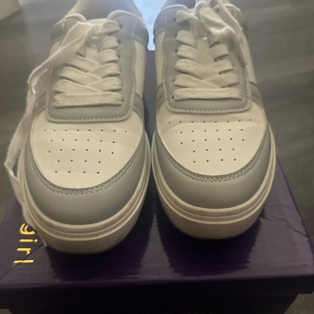 Madden Girl White and Gray Sneakers